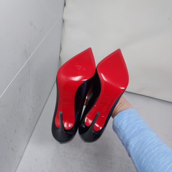 Christian Louboutin Black Hot Chick Scallop Patent Leather Pump Shoe - Picture 2 of 11